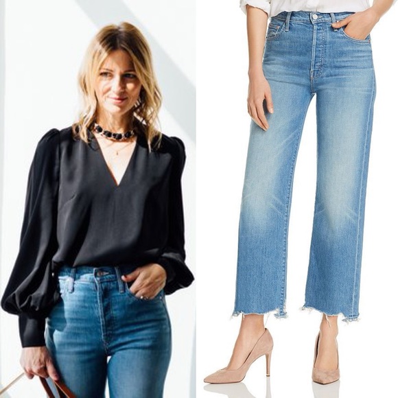 Mother Superior The Rambler Ankle Chew Post No Bills Blue Wide Leg Crop Jeans - Picture 3 of 17